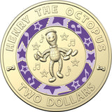2021 30 Years of the Wiggles Henry The Octopus (Purple) $2 Dollar 25 Coin Cotton Co Certified Roll (H/T)