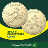 2023 CommBank Matildas Tackling $1 Dollar Uncirculated Coin