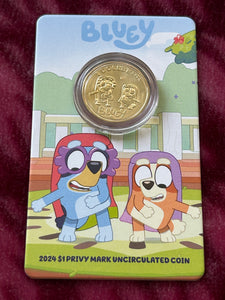 2024 Bluey 'The Grannies' $1 Dollar Privy Mark Carded Coin