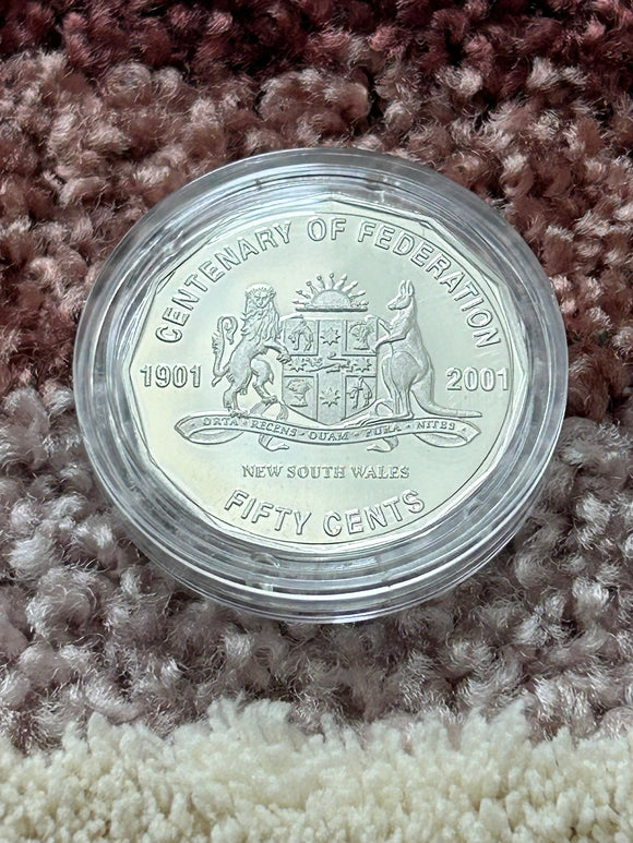 2001 Centenary of Federation NSW Coat of Arms Proof 50c Coin