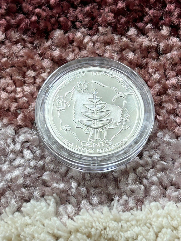 2001 Centenary of Federation Norfolk Island Student Design Proof 20c Coin