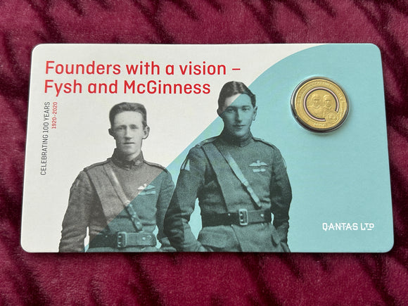 2020 Qantas 100 years Centenary $1 Carded Coin - Fysh and McGinness -