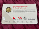 2020 Qantas 100 years Centenary $1 Carded Coin - Fysh and McGinness -