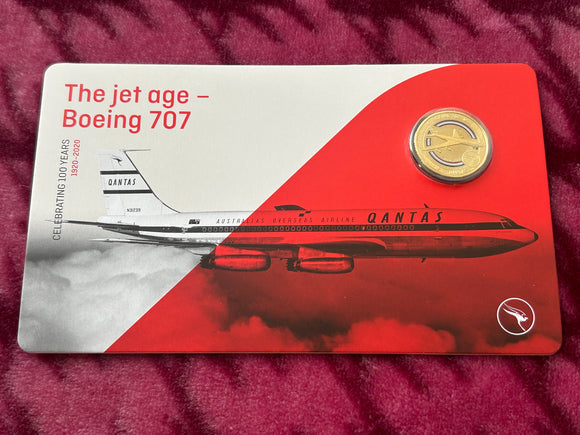 2020 Qantas 100 years Centenary $1 Carded Coin - Boeing 707 -