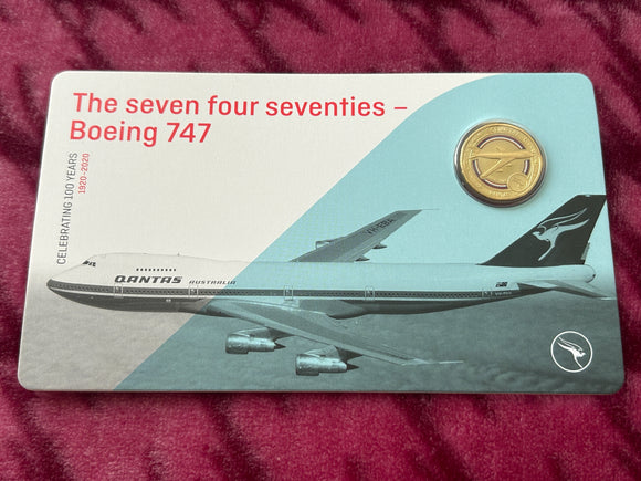 2020 Qantas 100 years Centenary $1 Carded Coin - Boeing 747 -