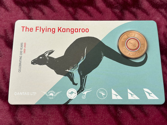 2020 Qantas 100 years Centenary $1 Carded Coin - The Flying Kangaroo -