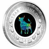 2021 Lunar Ox 1 Oz Silver Proof Opal $1 Dollar Coin