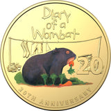 2022 20th anniversary of Diary of a Wombat 20c Gold Plated Coin in Presentation Book