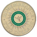 2014 Remembrance Green Dove $2 Dollar 25 Coin RAM Roll (H/T)