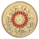 2015 Lest We Forget Red Counterstamp $2 Dollar Carded Coin