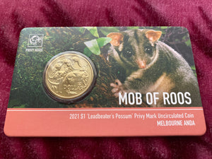 2021 Leadbeater's Possum Privy Mark $1 Carded Coin - ANDA Melbourne