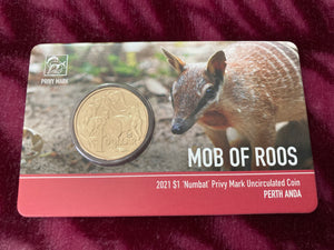 2021 Numbat Mark $1 Carded Coin - ANDA Perth