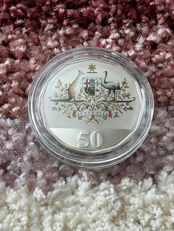 2001 Centenary of Federation Commonwealth Coat of Arms Proof 50c Coin