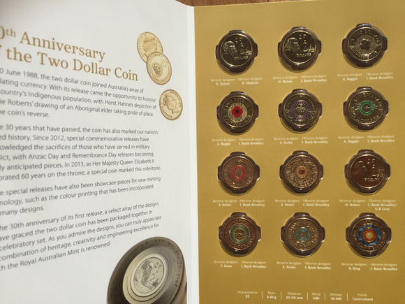 2018 30th Anniversary of the Two Dollar 12 Coin Set