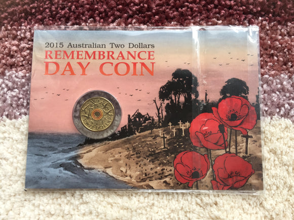 2015 Remembrance Orange $2 Downies Carded Coin